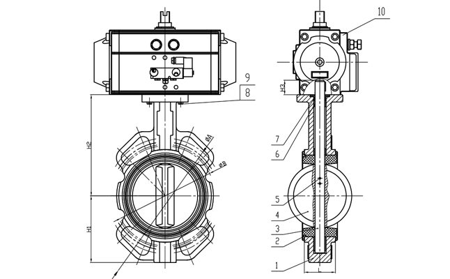 D671X-16對夾氣動蝶閥